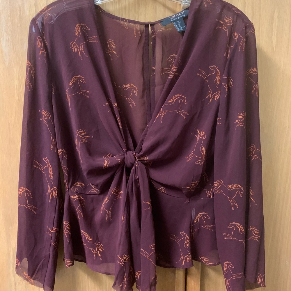 Sheer flowy top with horses!